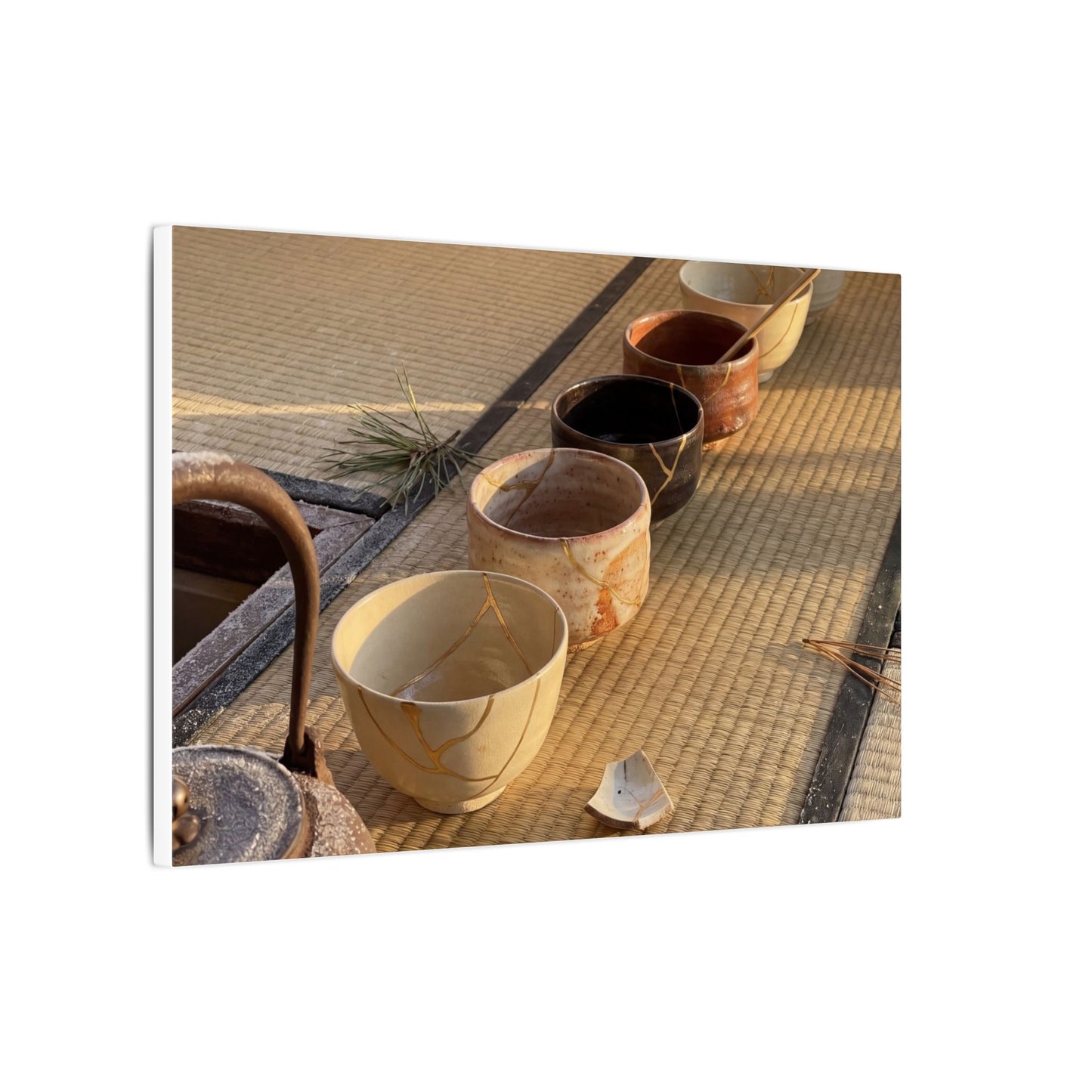 Kintsugi Tea Ceremony in Golden Hour | Gold Repair Canvas Art