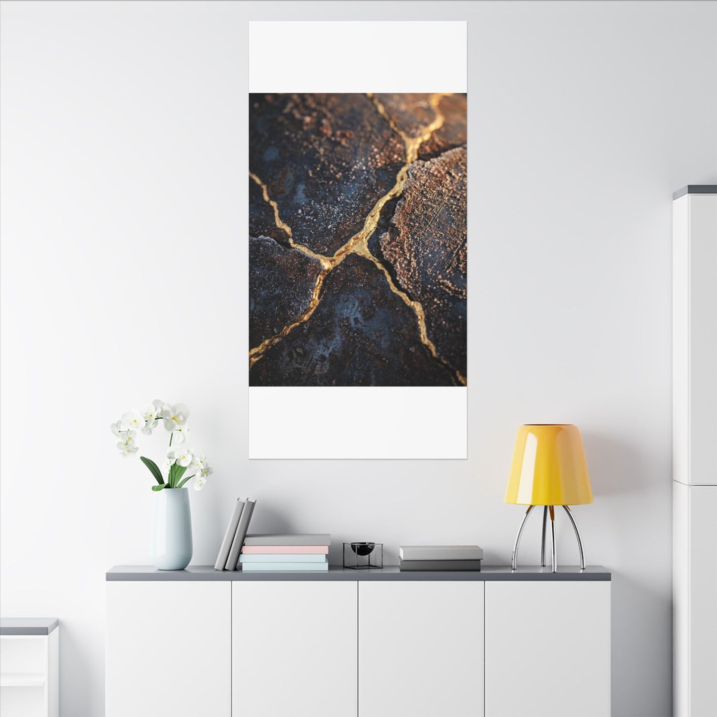 Winter Rust Patina Gold Vein Canvas Art | Resilient Decor