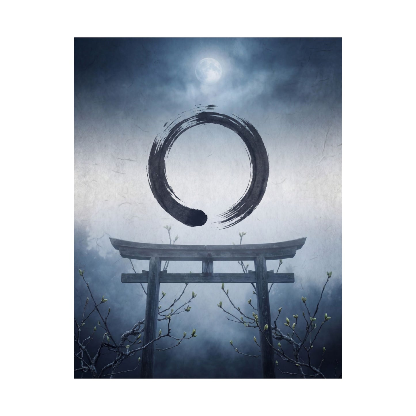 Spring Torii Gate Enso Wall Art Print | Calm Decor