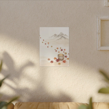 Earthy Mountain Mist Canvas Art - Japanese Pattern Japandi
