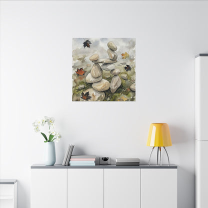 Overcast River Stones Canvas Art - Japandi Fukinsei
