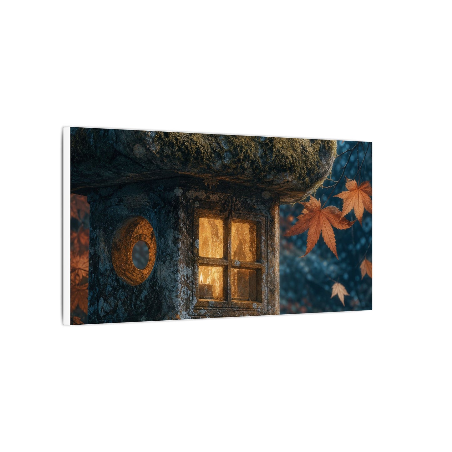 Autumn Stone Lantern Forest Whimsy Canvas Art | Earthy Decor