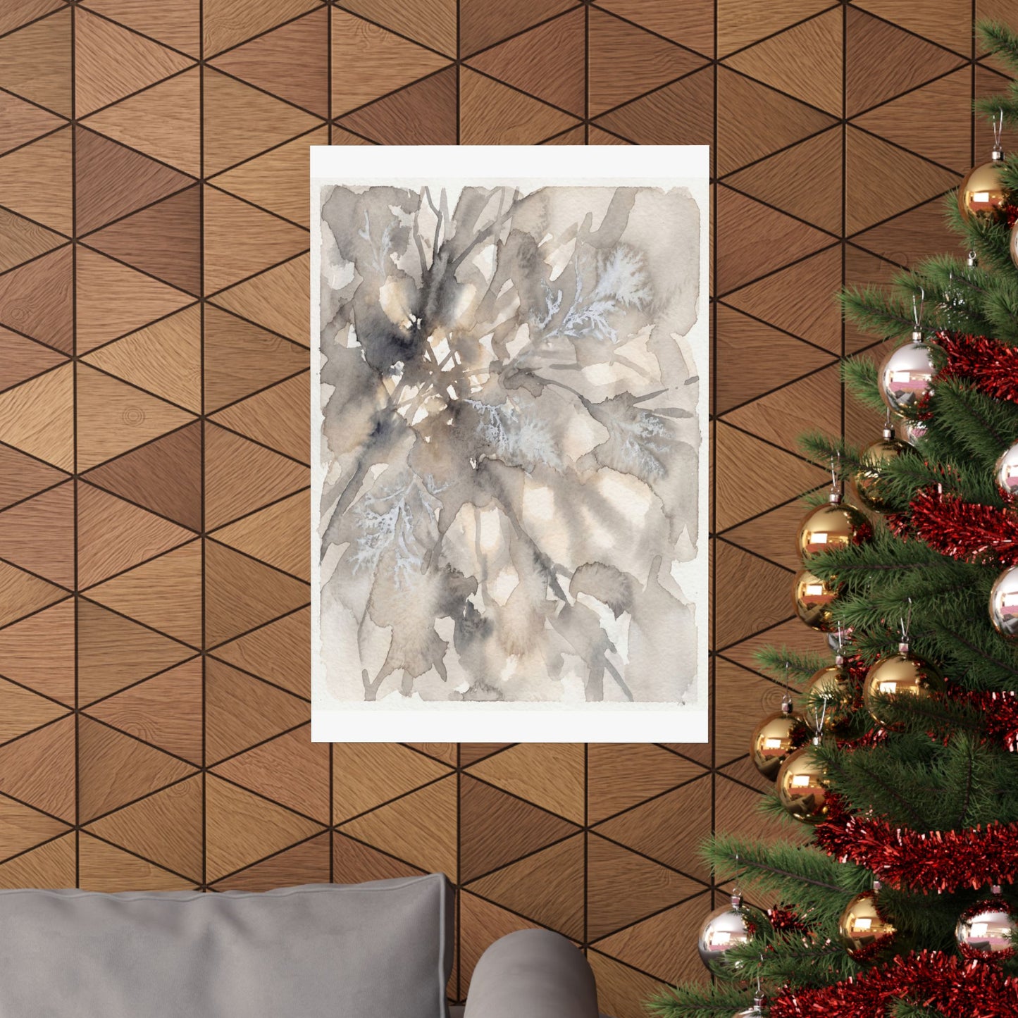 Shadow Play Wall Art Print | Winter Japandi Watercolor Art
