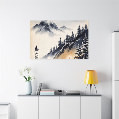 Mountain Mist Canvas Art | Winter Zen Ukiyo E Inspired Art