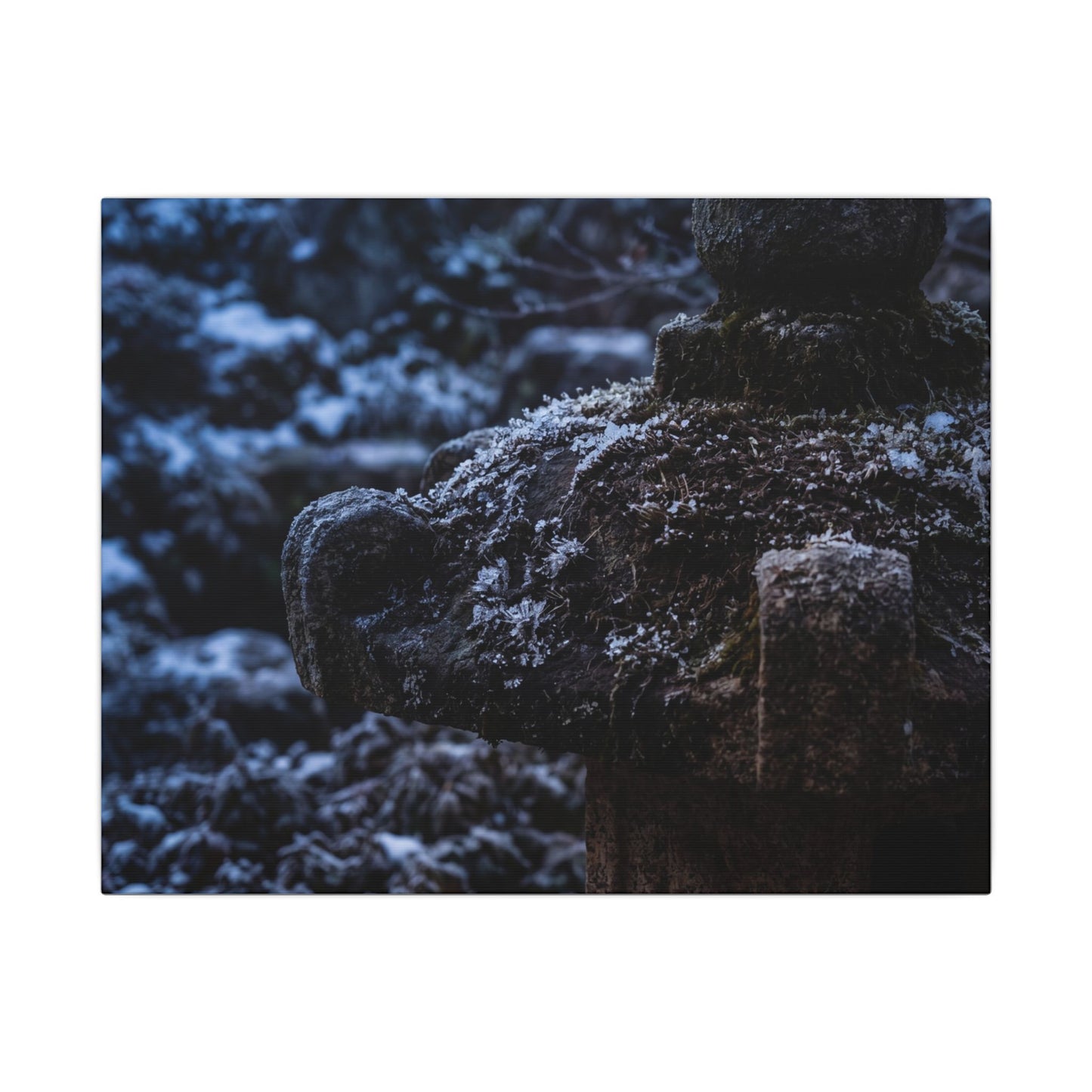 Moody Stone Lantern Canvas Art - Shadow Zen Dark Japandi Art Print