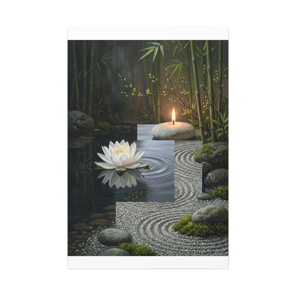 Candlelight Lotus Flower Canvas Art - Zen Kanso
