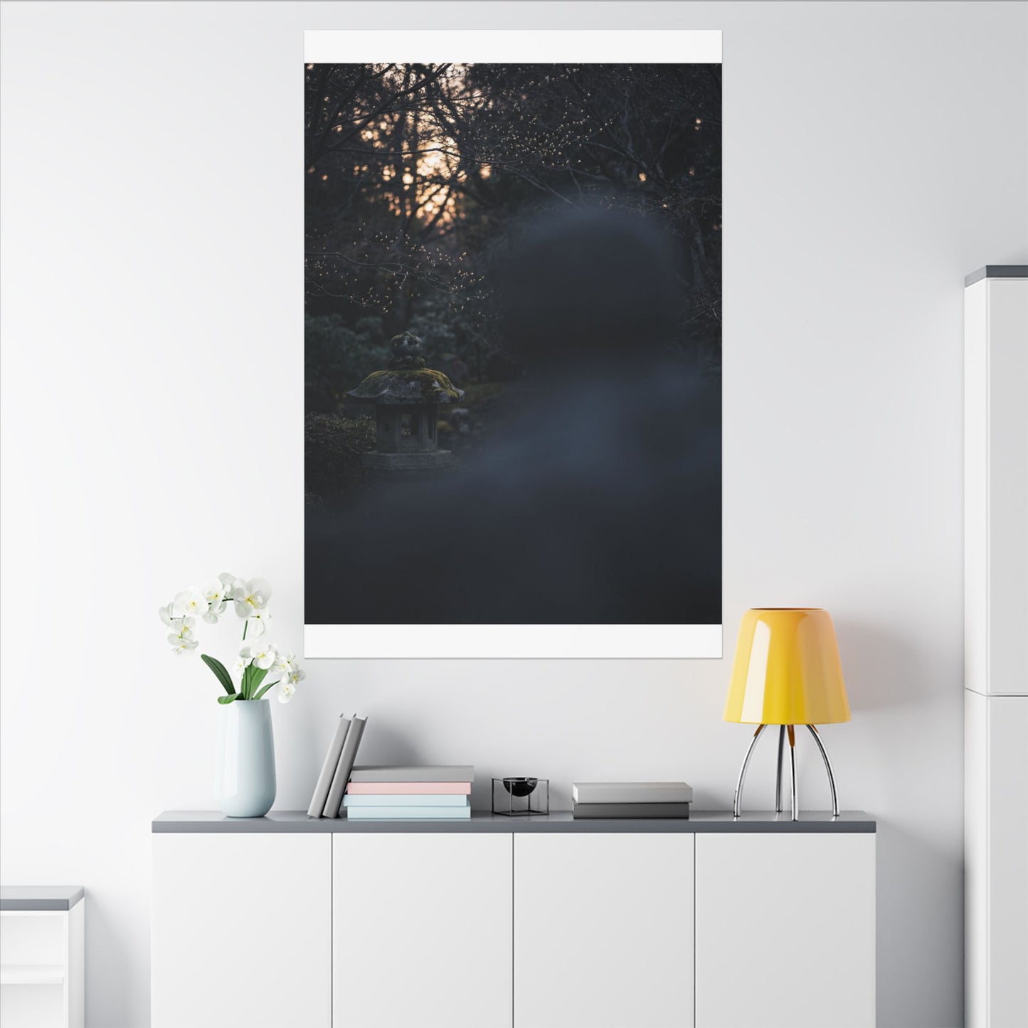 Spring Stone Lantern Moody Minimal Canvas Art | Bold Decor