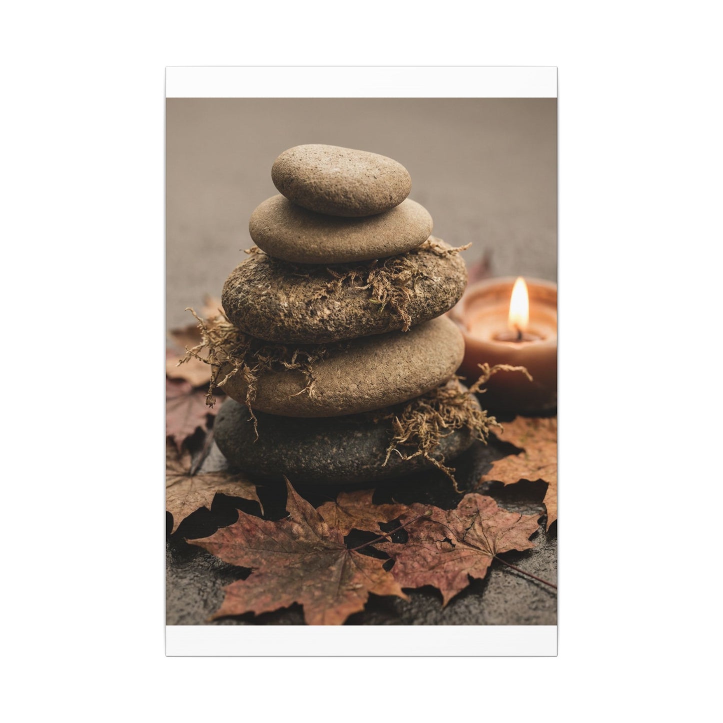 River Stones Canvas Art | Autumn Japandi Texture Art