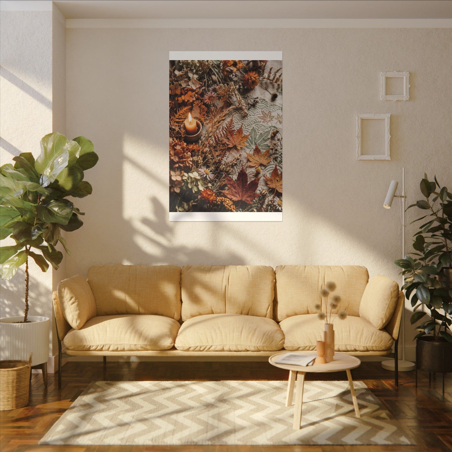 Candlelight Dried Flowers Canvas Art - Japandi Seijaku