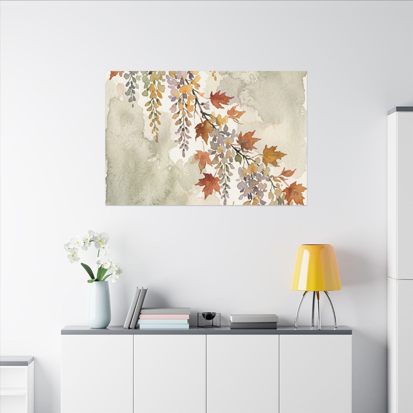 Ma Wisteria Canvas Art - Japandi Watercolor