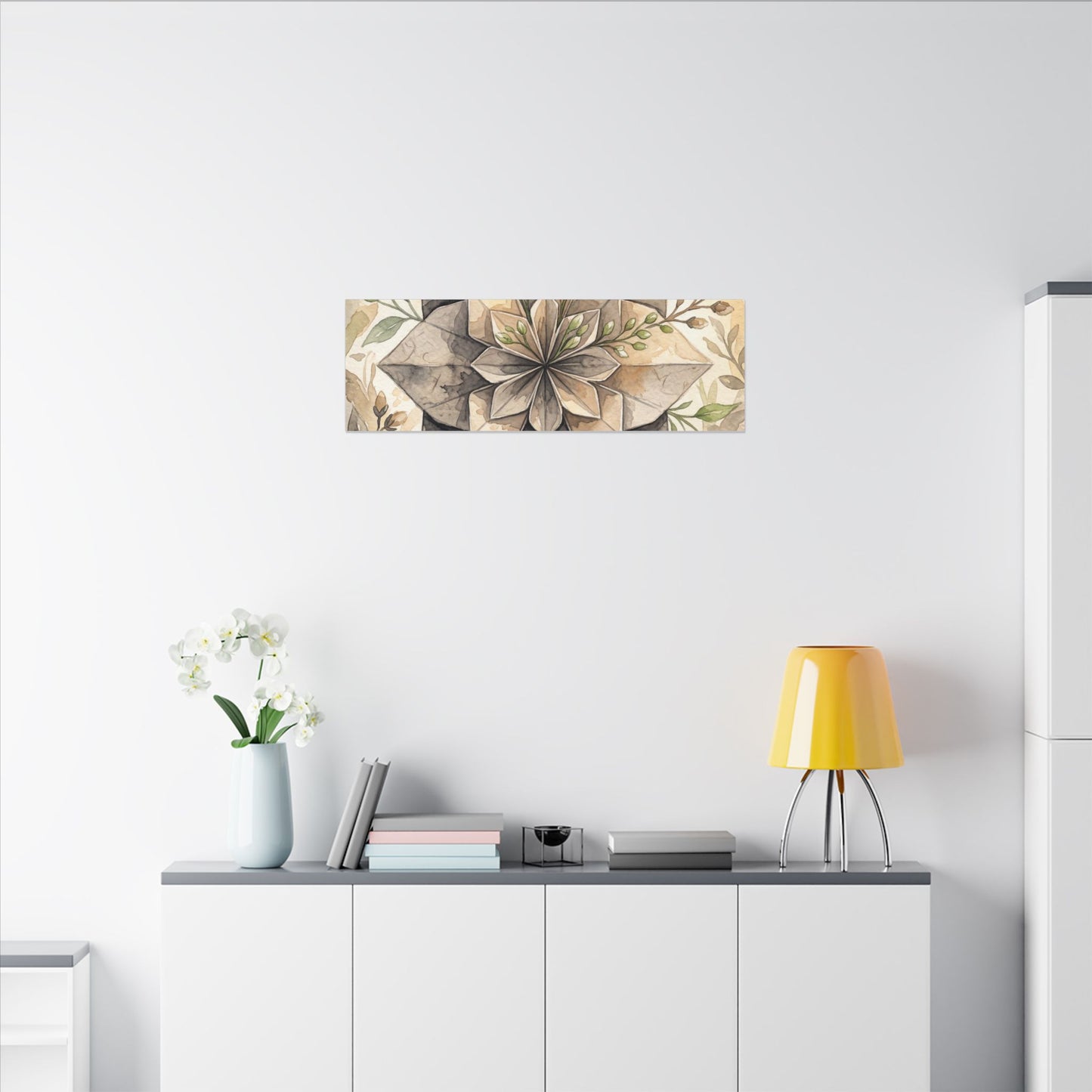 Warm Paper Fold Canvas Art - Watercolor Japandi