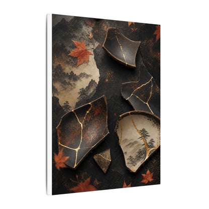 Broken Pottery Gold Vein Canvas Art | Philosophical Kintsugi Art
