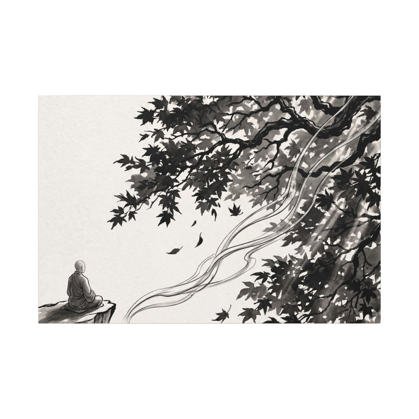 Serene Incense Smoke Canvas Art - Ukiyo E Inspired Zen