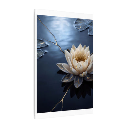 Beautiful Lotus Flower Canvas Art - Gold Vein Kintsugi
