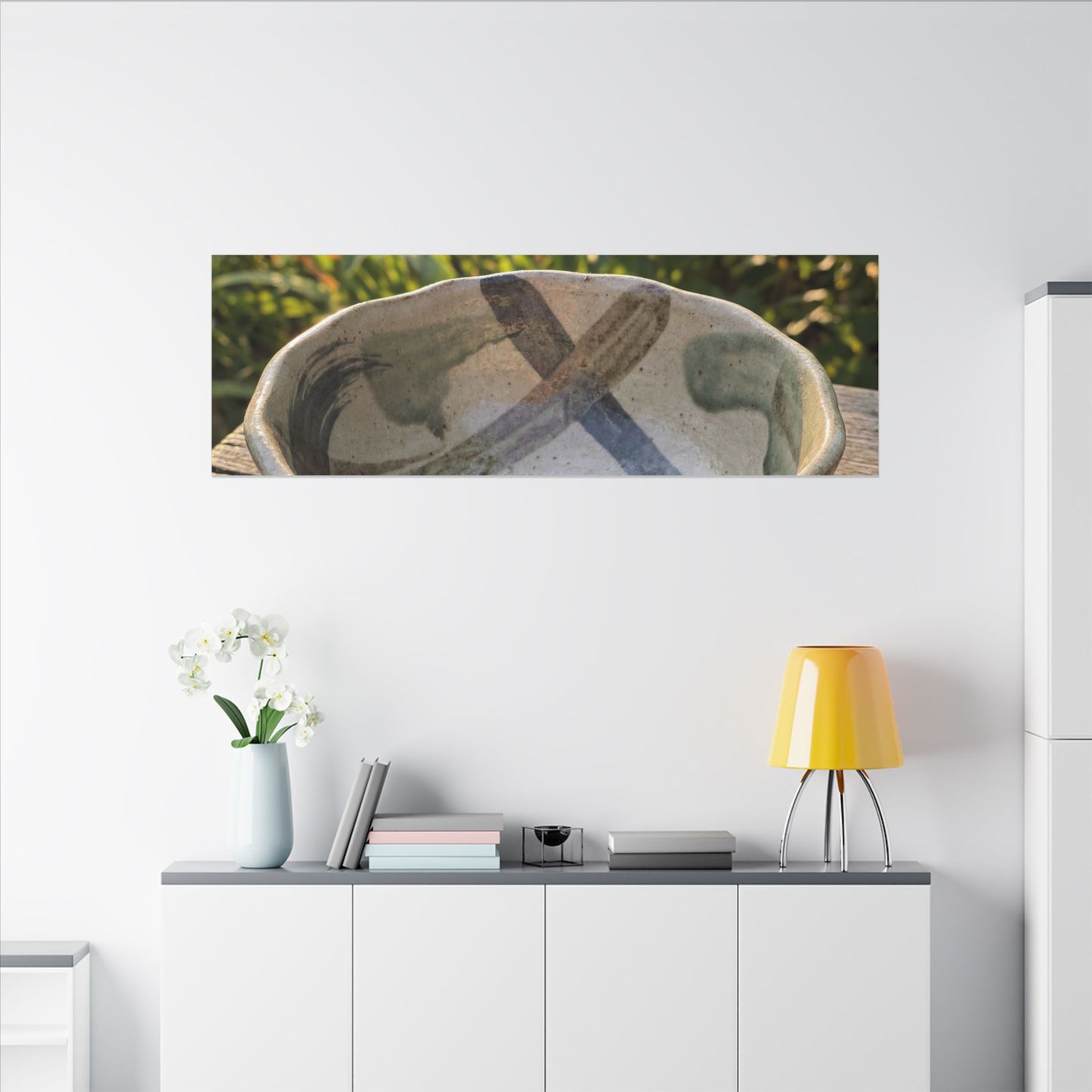 Earthy Ceramic Bowl Canvas Art - Japanese Pattern Japandi