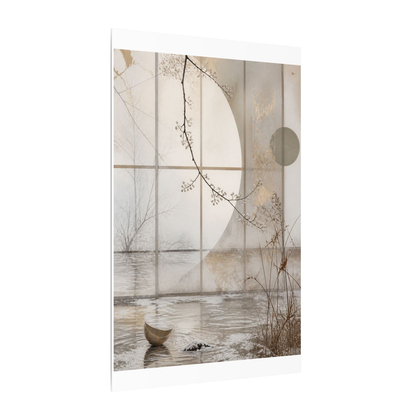 Winter Shoji Screen Japanese Pattern Canvas Art | Elegant Decor