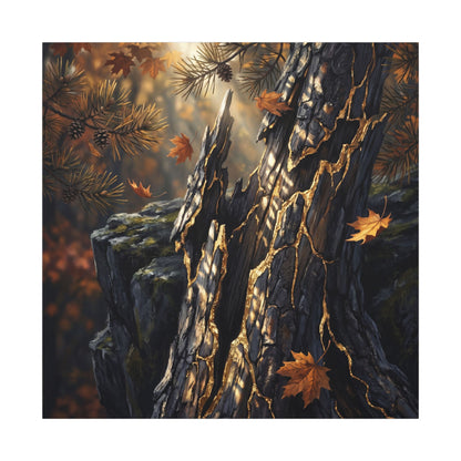 Pine Tree Autumn Canvas Art | Kintsugi Beautiful Design