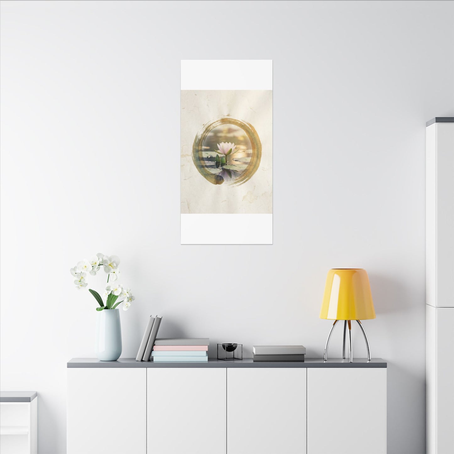 Peaceful Lotus Flower Canvas Art - Enso Zen