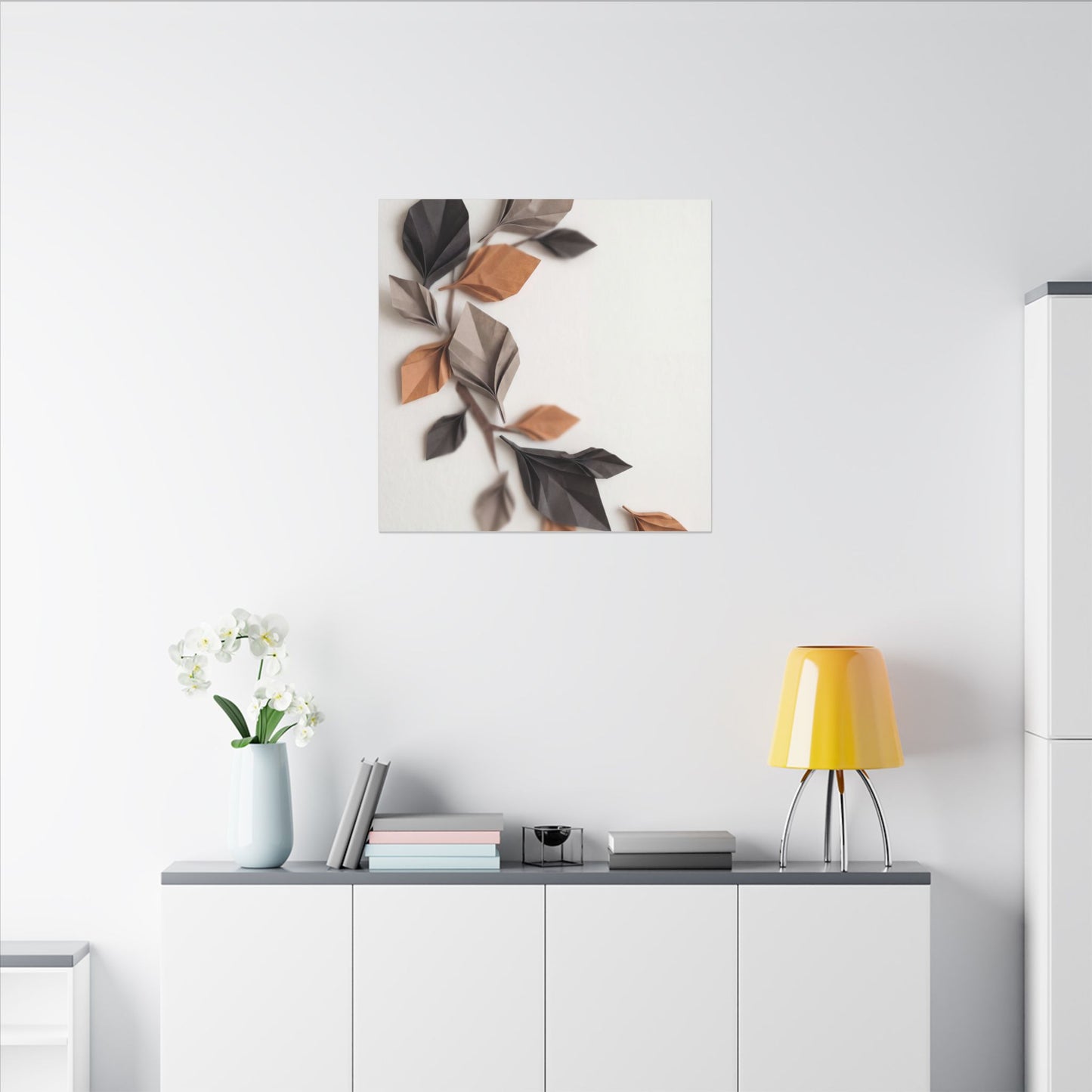 Paper Fold Autumn Canvas Art | Japandi Earthy Design