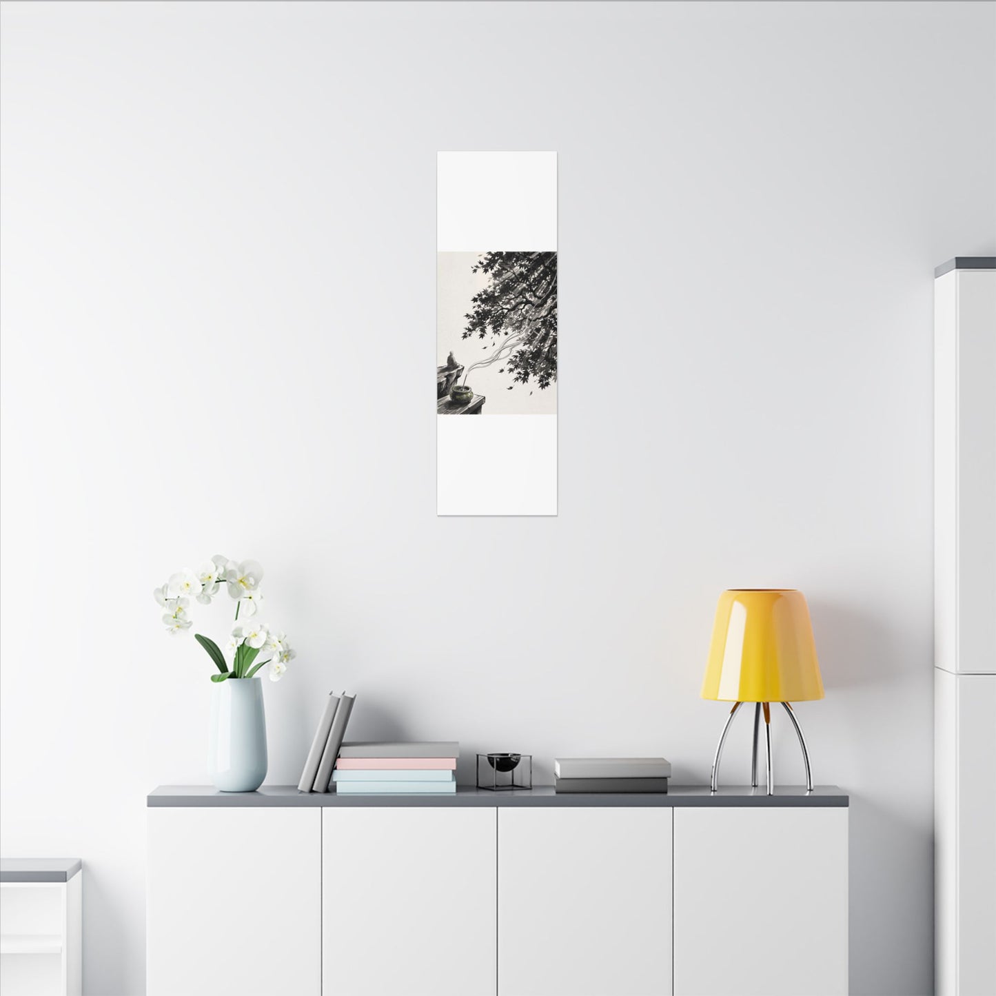 Serene Incense Smoke Canvas Art - Ukiyo E Inspired Zen