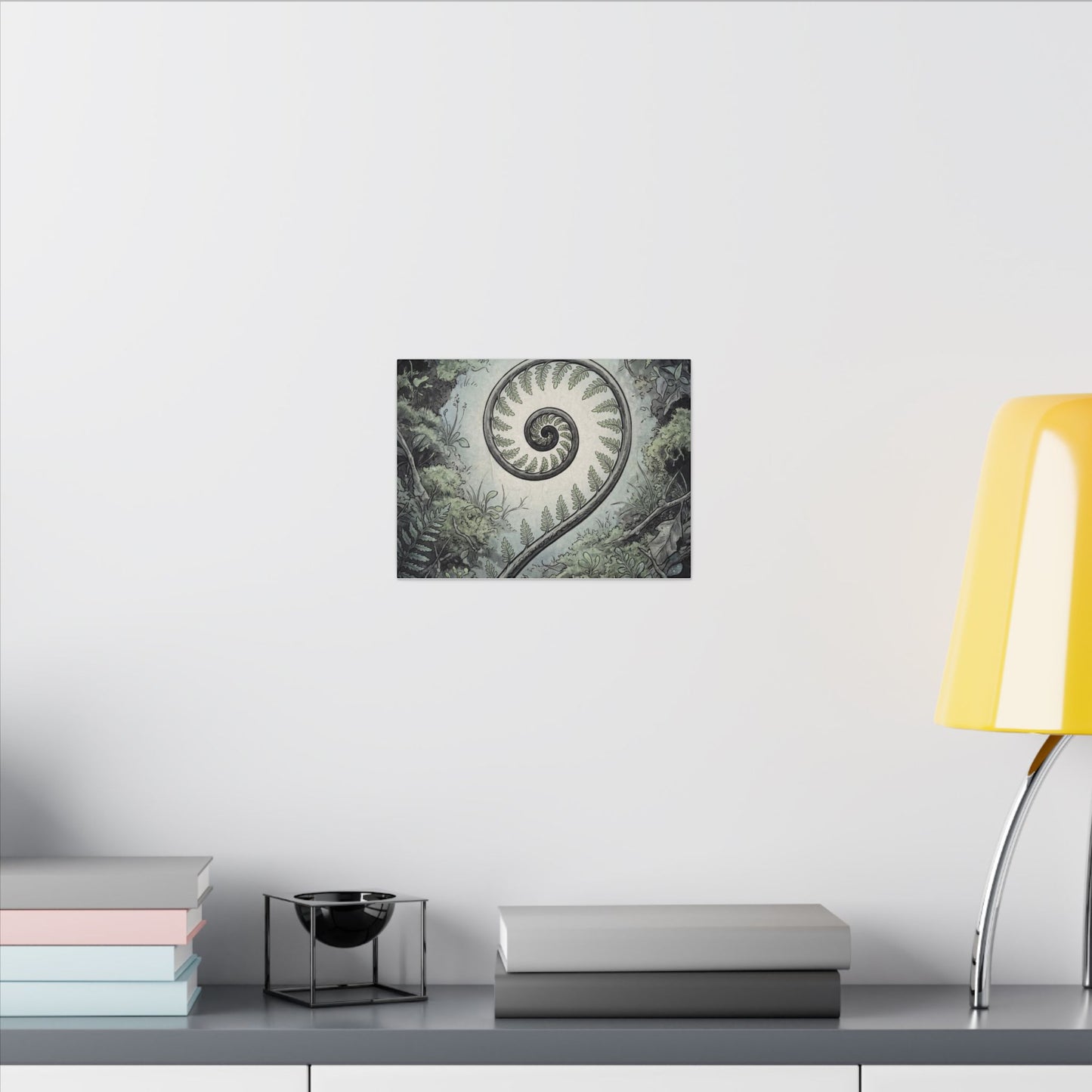 Zen Fern Unfurling in Dawn | Ukiyo E Inspired Canvas Art