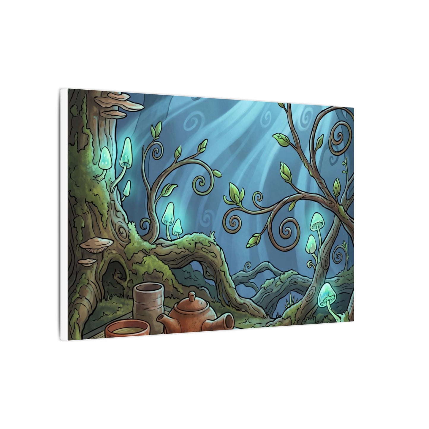 Spring Tea Ceremony Forest Whimsy Canvas Art | Cozy Decor