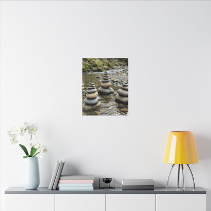 Zen River Stones in Dawn | Karesansui Canvas Art