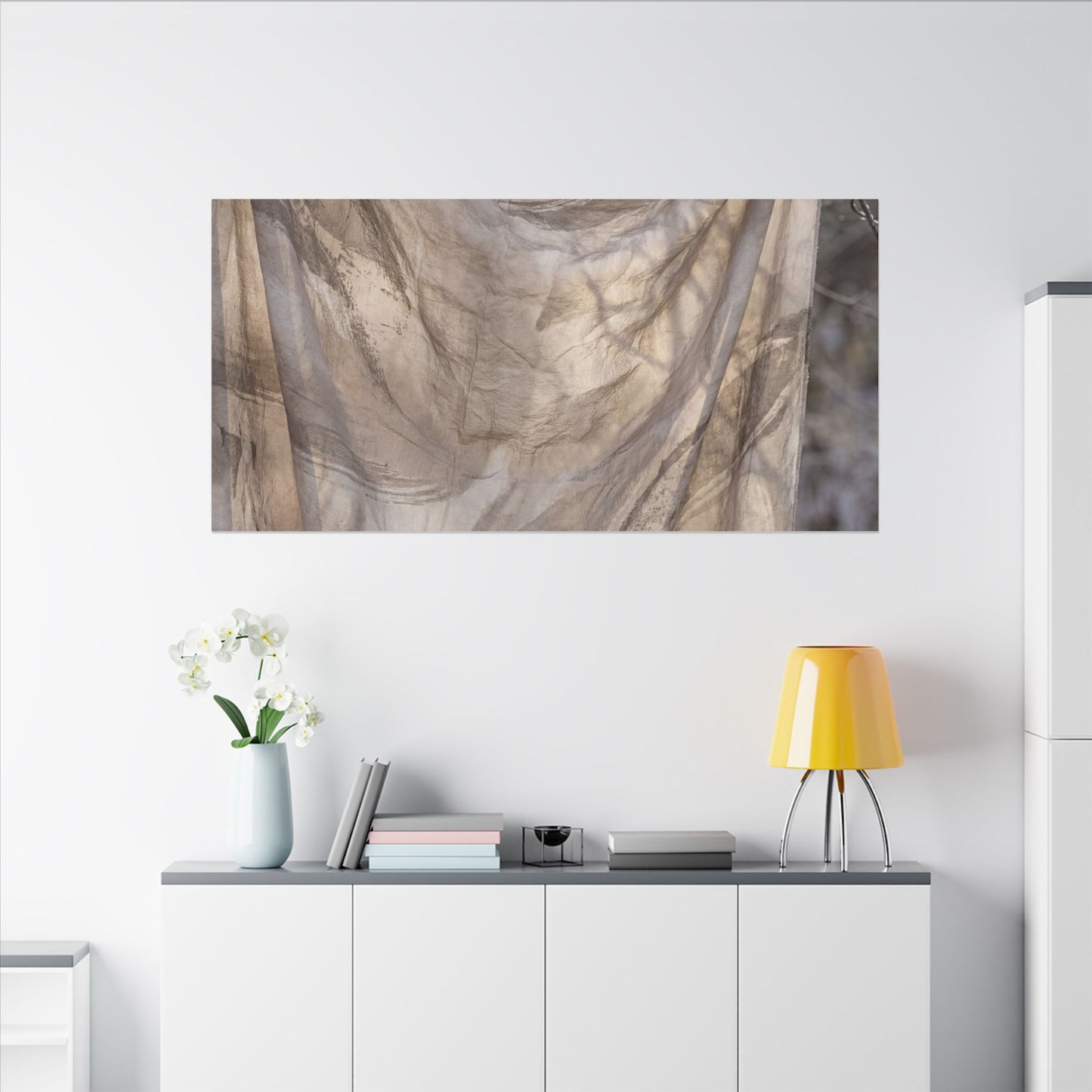 Ma Silk Drape Canvas Art - Japandi Japanese Pattern