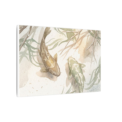 Koi Pond Canvas Art | Winter Japandi Watercolor Art