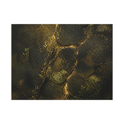 Shibui Cracked Earth Canvas Art - Dark Japandi Dark Texture