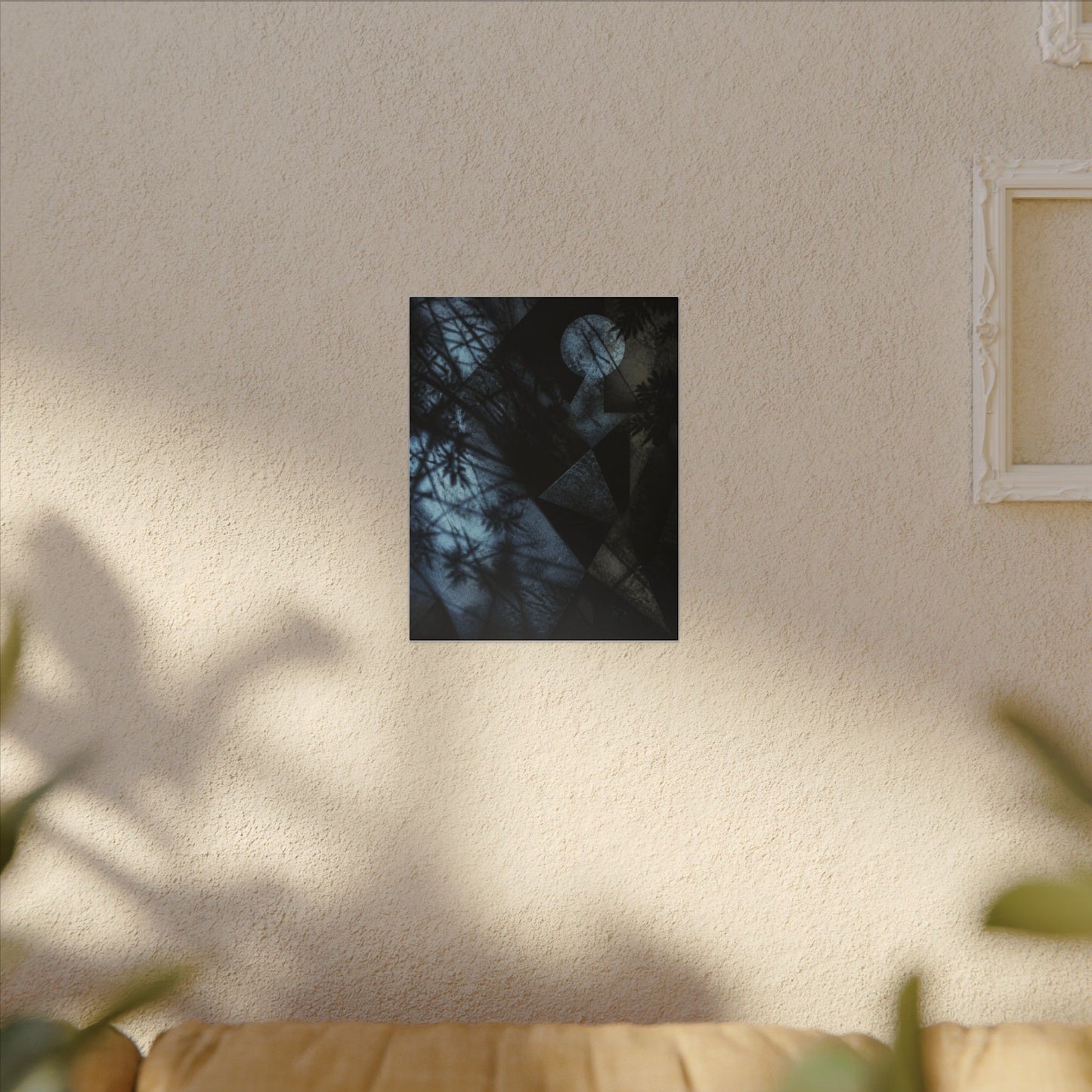 Shadow Play Winter Canvas Art | Dark Japandi Luxurious Design