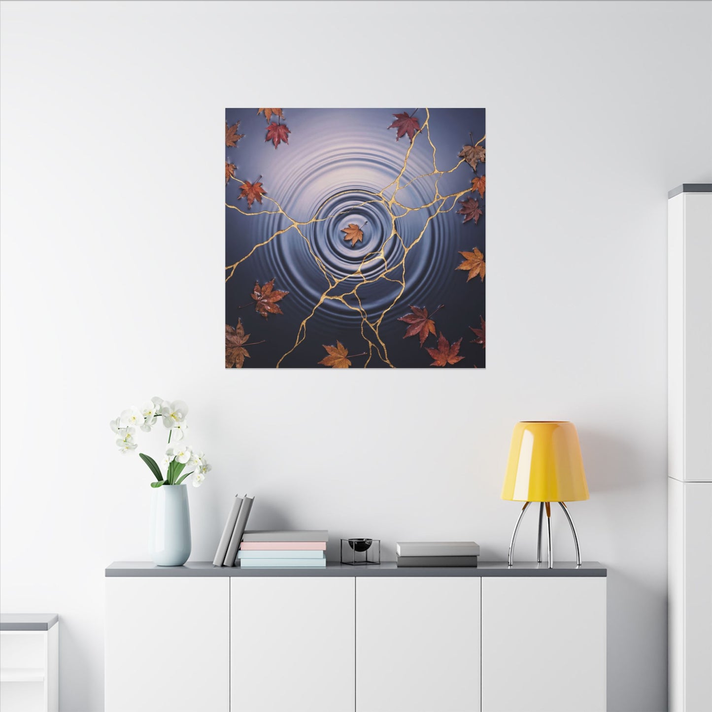 Kintsugi Water Ripple in Dawn | Gold Vein Canvas Art