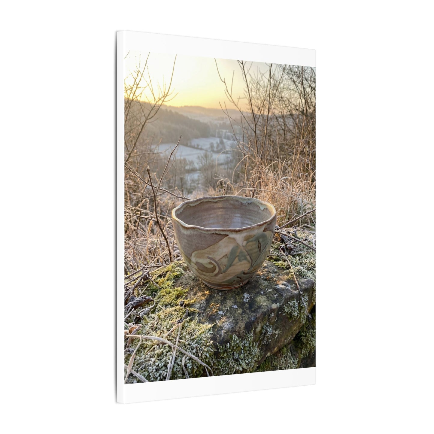 Golden Hour Ceramic Bowl Canvas Art - Japandi Shibui