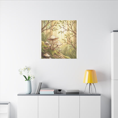 Spring Wild Mushrooms Mushroom Illustration Canvas Art | Cozy Decor