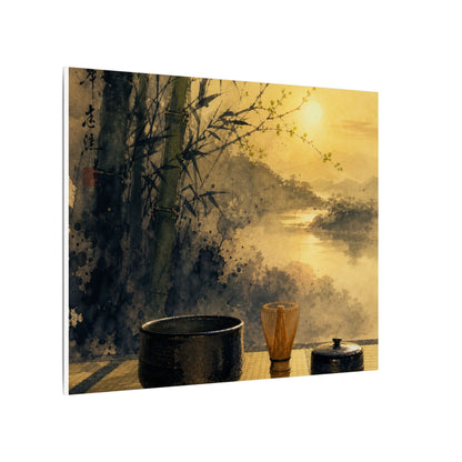 Tea Ceremony Sumi E Canvas Art | Contemplative Zen Art