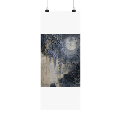 Moonlight Wisteria Wall Art Print - Japandi Seijaku