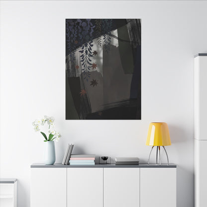 Wisteria Autumn Canvas Art | Dark Japandi Moody Design