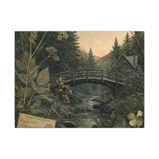 Ma Wooden Bridge Canvas Art - Cottagecore Herbarium
