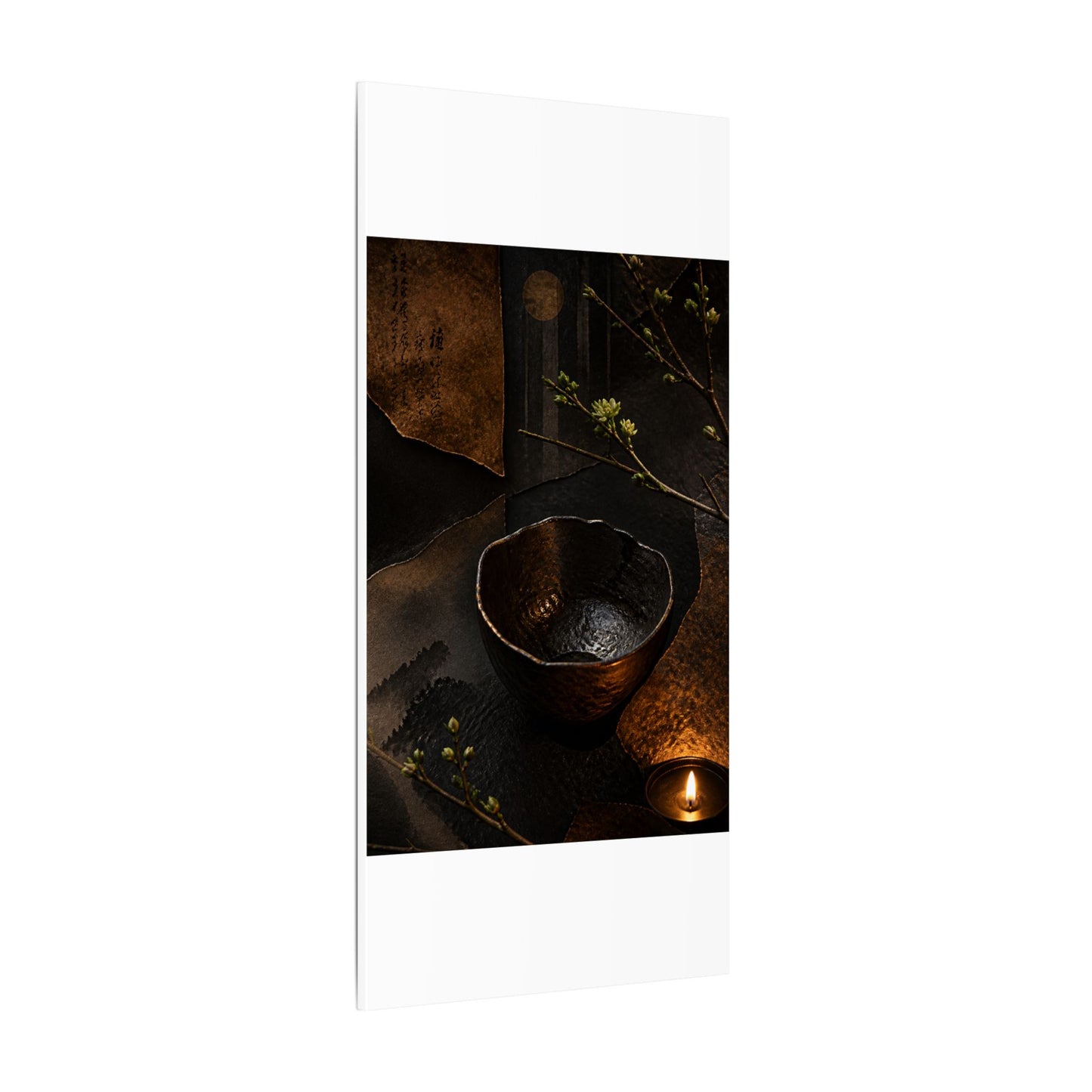 Atmospheric Ceramic Bowl Canvas Art - Shadow Zen Dark Japandi