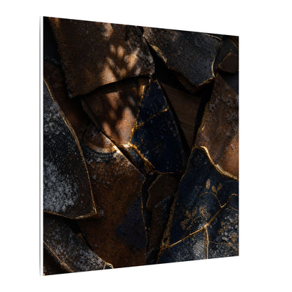 Fukinsei Broken Pottery Canvas Art - Dark Japandi Dark Texture