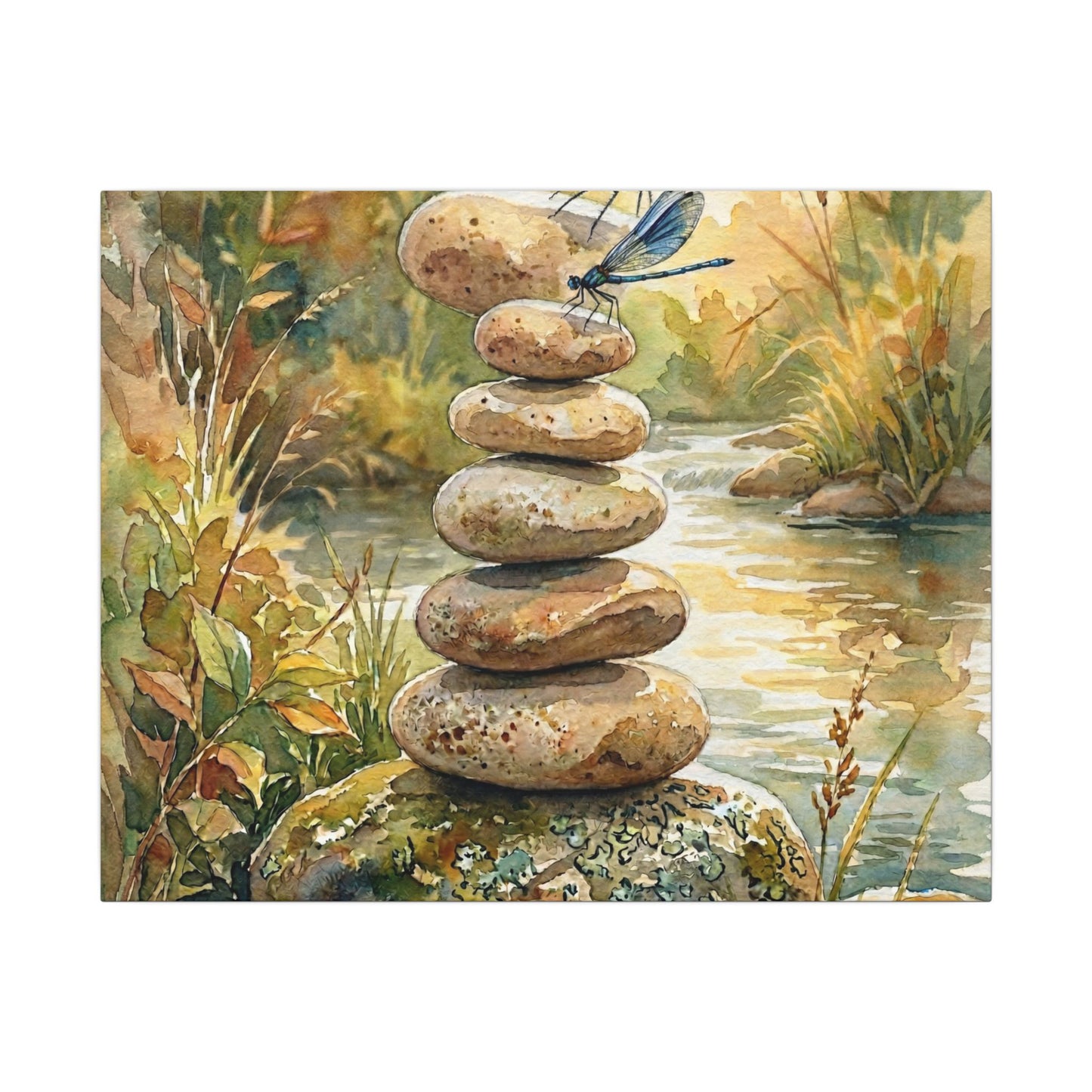 River Stones Summer Canvas Art | Japandi Cozy Design Art Print