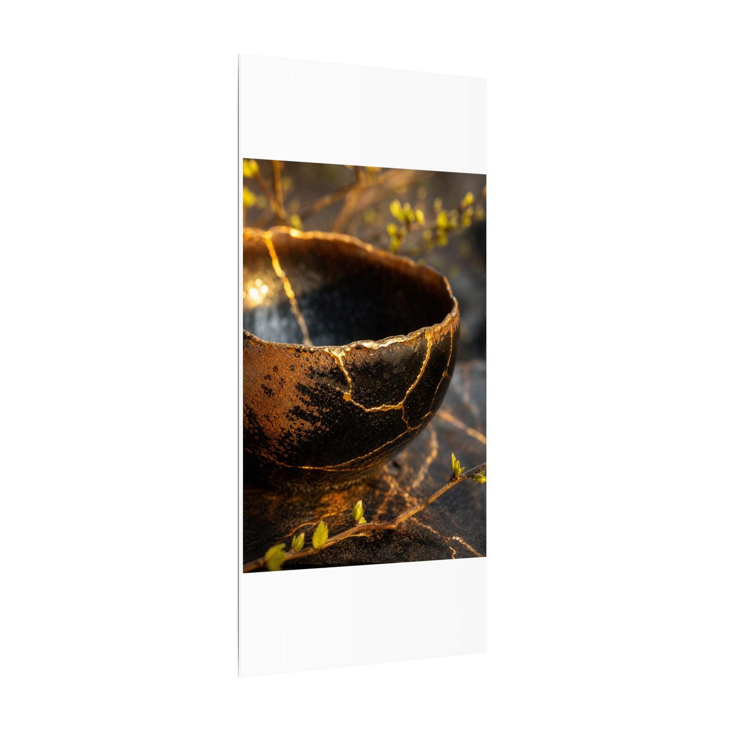 Kintsugi Ceramic Bowl in Golden Hour | Gold Vein Canvas Art