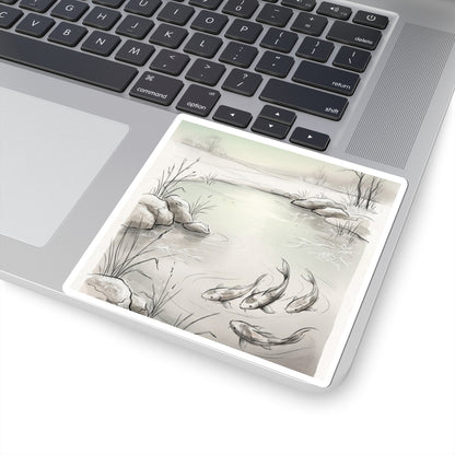 Koi Pond Winter Sticker | Japandi Elegant Design