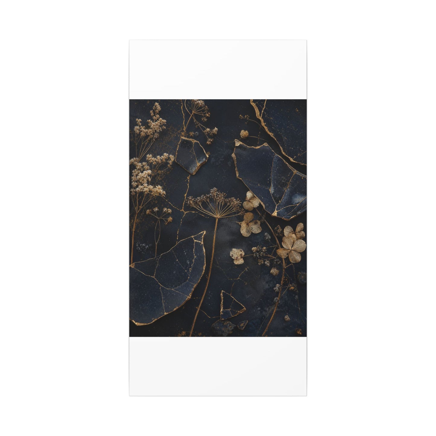 Philosophical Dried Flowers Canvas Art - Broken Beauty Kintsugi