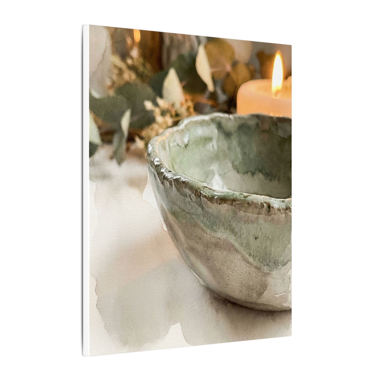 Ceramic Bowl Canvas Art | Summer Japandi Watercolor Art