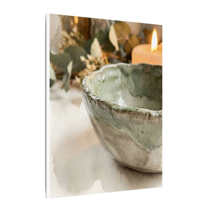 Ceramic Bowl Canvas Art | Summer Japandi Watercolor Art