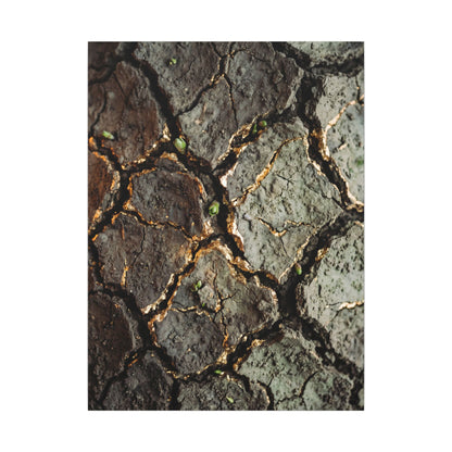 Earthy Cracked Earth Canvas Art - Japanese Pattern Japandi