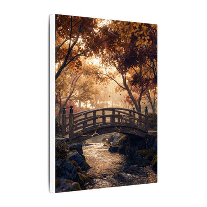 Autumn Wooden Bridge Gold Vein Canvas Art | Resilient Decor