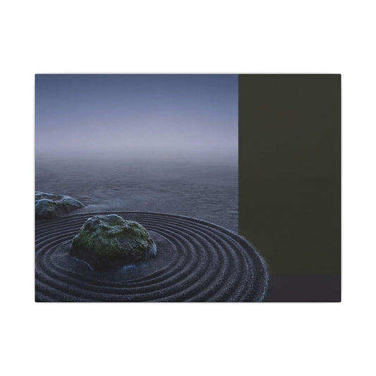 Ma Rock Garden Canvas Art - Dark Japandi Moody Minimal Art Print