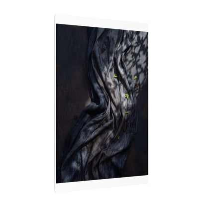 Seijaku Silk Drape Canvas Art - Dark Japandi Dark Texture